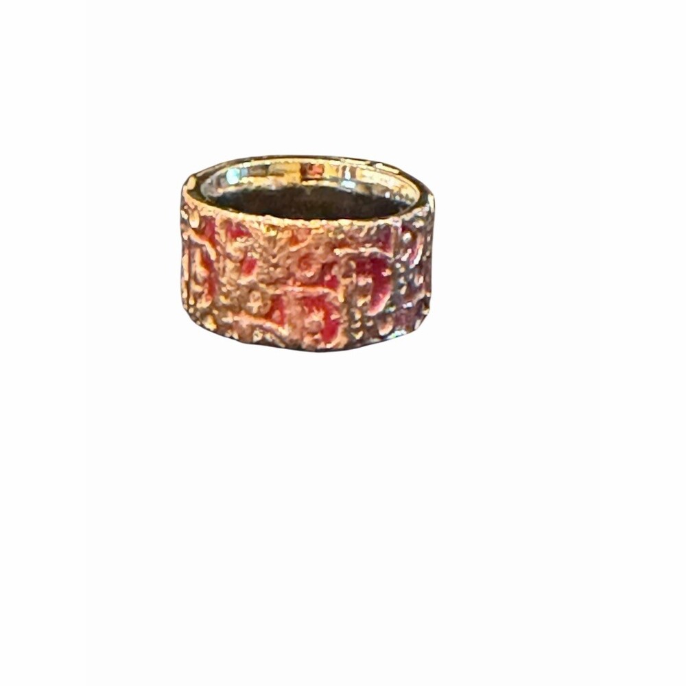 Christian Dior Red And Silver Toned Trotter Ring Sz 6 - Picture 3 of 5